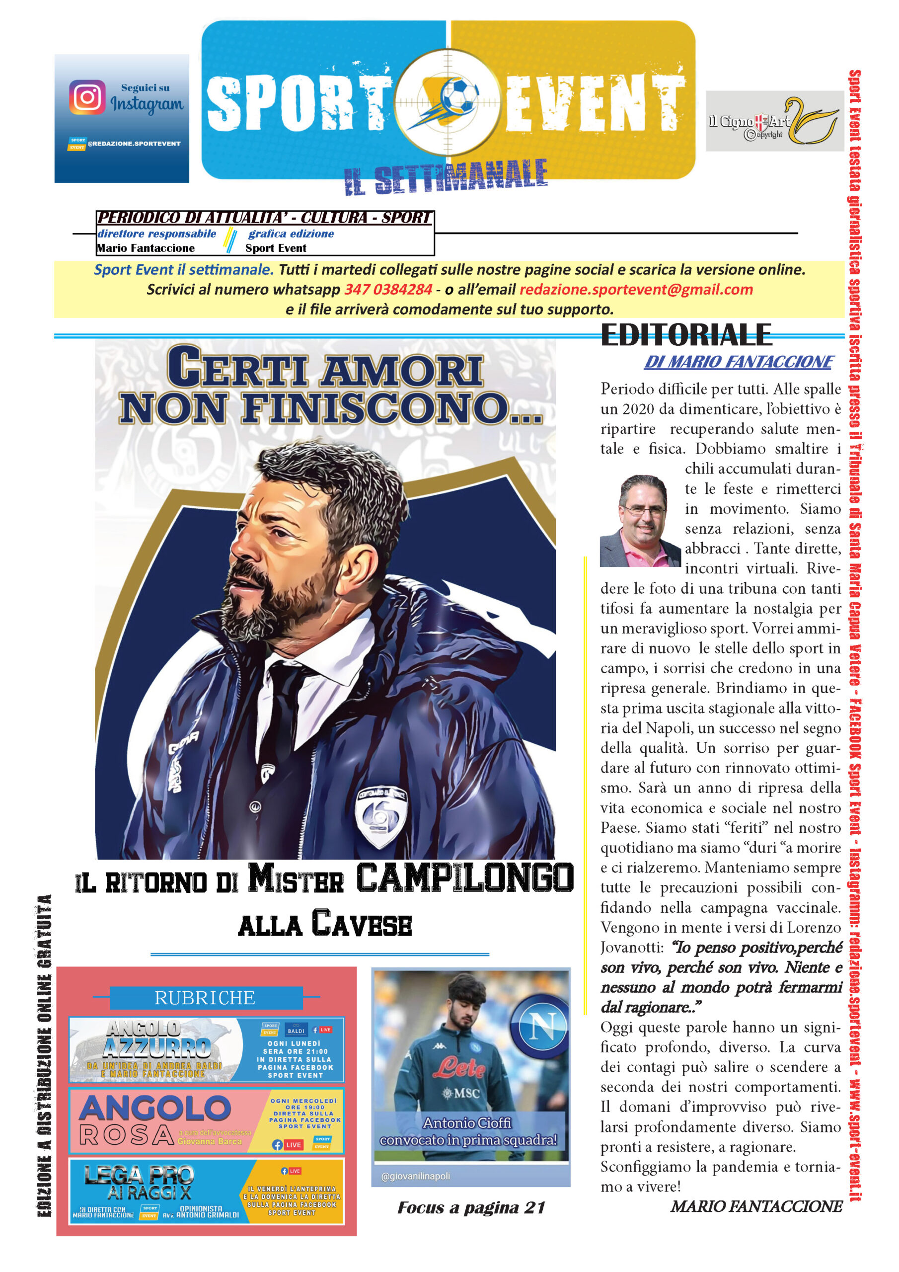 Primo numero del settimanale Sport Event