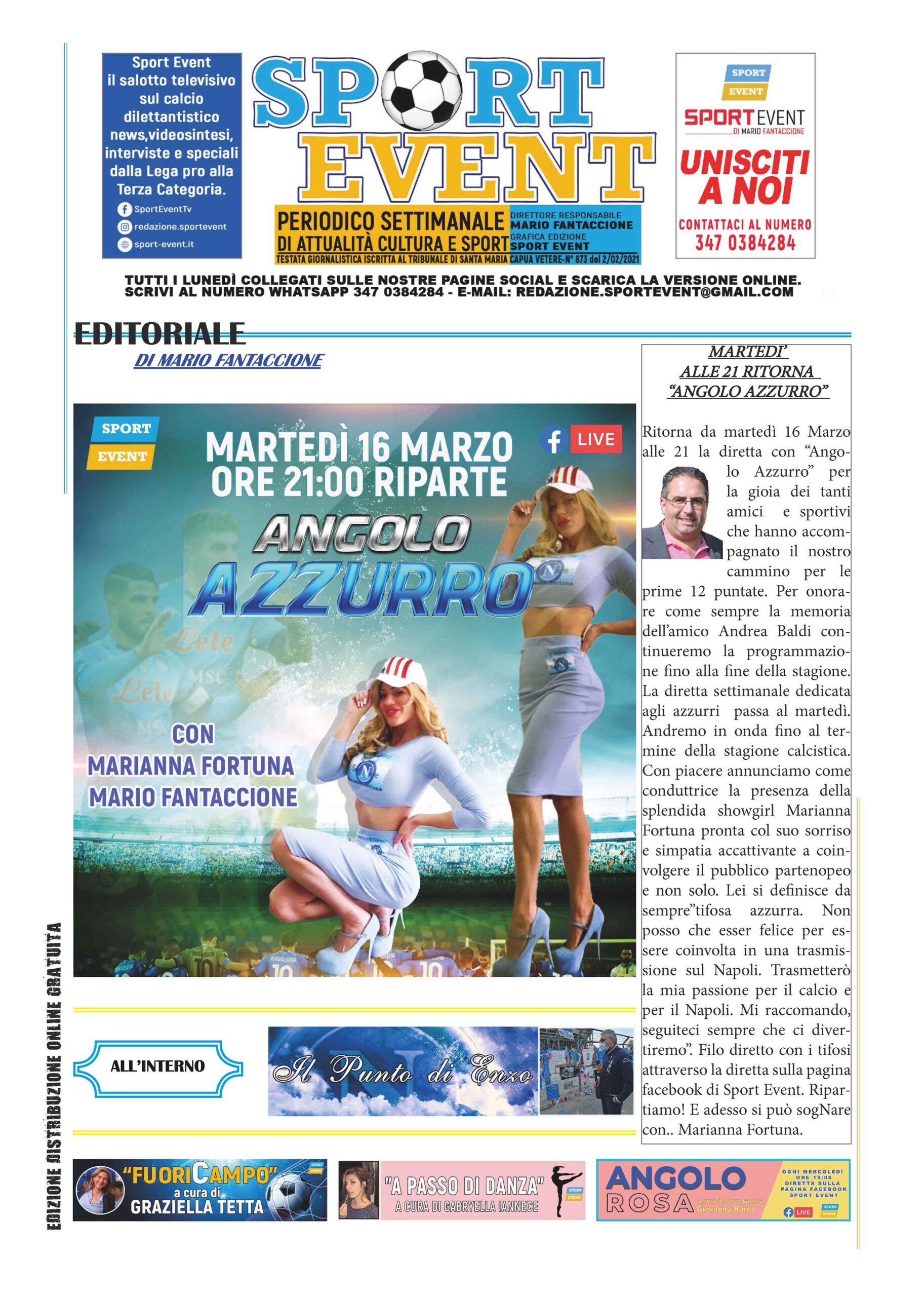 Undicesimo numero del settimanale Sport Event